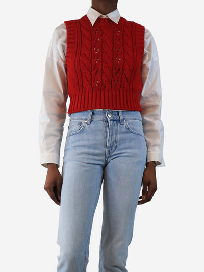 Red cable-knit jumper vest - size UK 8 Knitwear Prada 