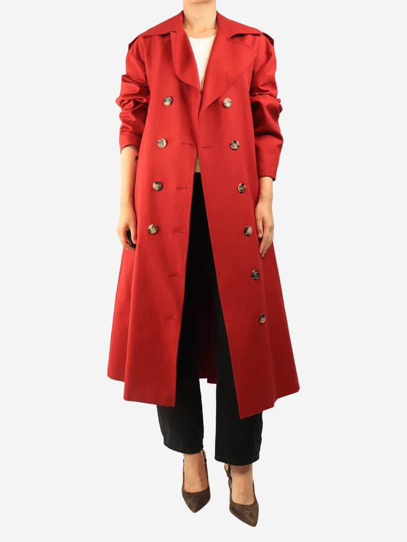 Red double-breasted belted trench coat - size UK 8 Coats & Jackets Khaite 