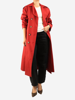 Red double-breasted belted trench coat - size UK 8 Coats & Jackets Khaite 