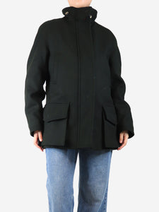 Holland & Holland Dark green mid-length wool coat - size UK 12
