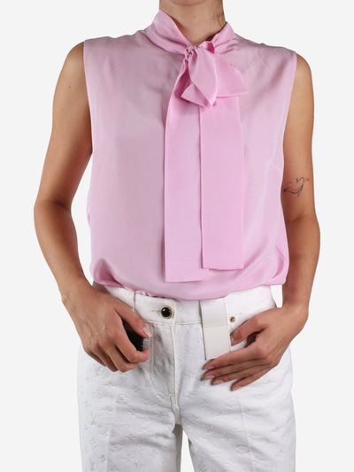 Pink silk sleeveless tie front top - size IT 6 Tops Miu Miu 