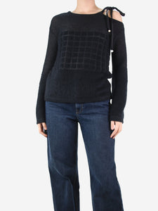 Chanel Black mohair-blend cold shoulder jumper - size UK 8