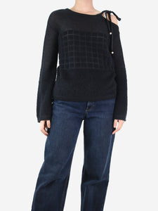 Chanel Black mohair-blend cold shoulder jumper - size UK 8