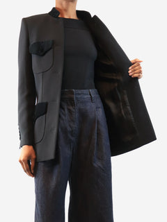 Black wool single-breasted blazer - size XS
