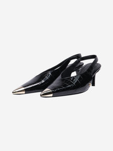 Anine Bing Black croc-effect kitten-heel slingbacks - size EU 38