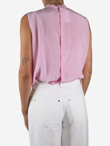 Miu Miu Pink silk sleeveless tie front top - size IT 46