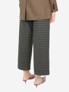 rue blanche Grey check high-rise wide-leg trousers - size S