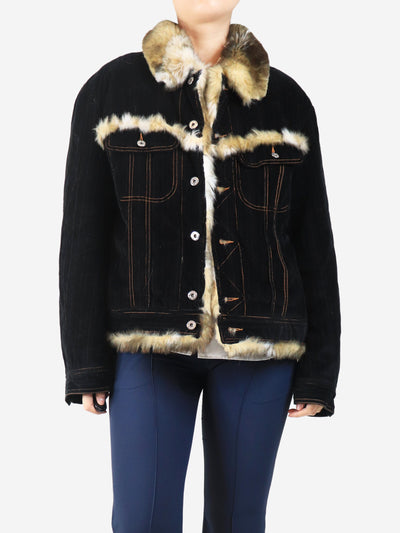 Black cord jacket with faux-fur lining - size XXXL Coats & Jackets Dolce & Gabbana 