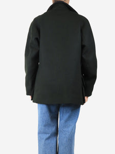 Holland & Holland Dark green mid-length wool coat - size UK 12