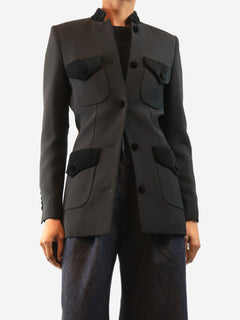 Black wool single-breasted blazer - size XS