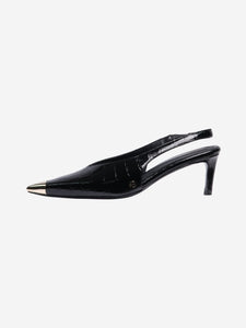 Anine Bing Black croc-effect kitten-heel slingbacks - size EU 38