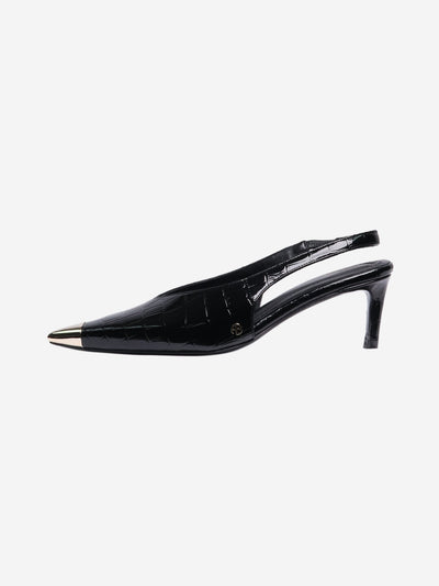 Black croc-effect kitten-heel slingbacks - size EU 38 Heels Anine Bing 