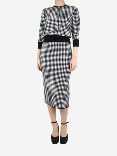 Black and white gingham knit cardigan and skirt set - size S Sets Max Mara Studio 