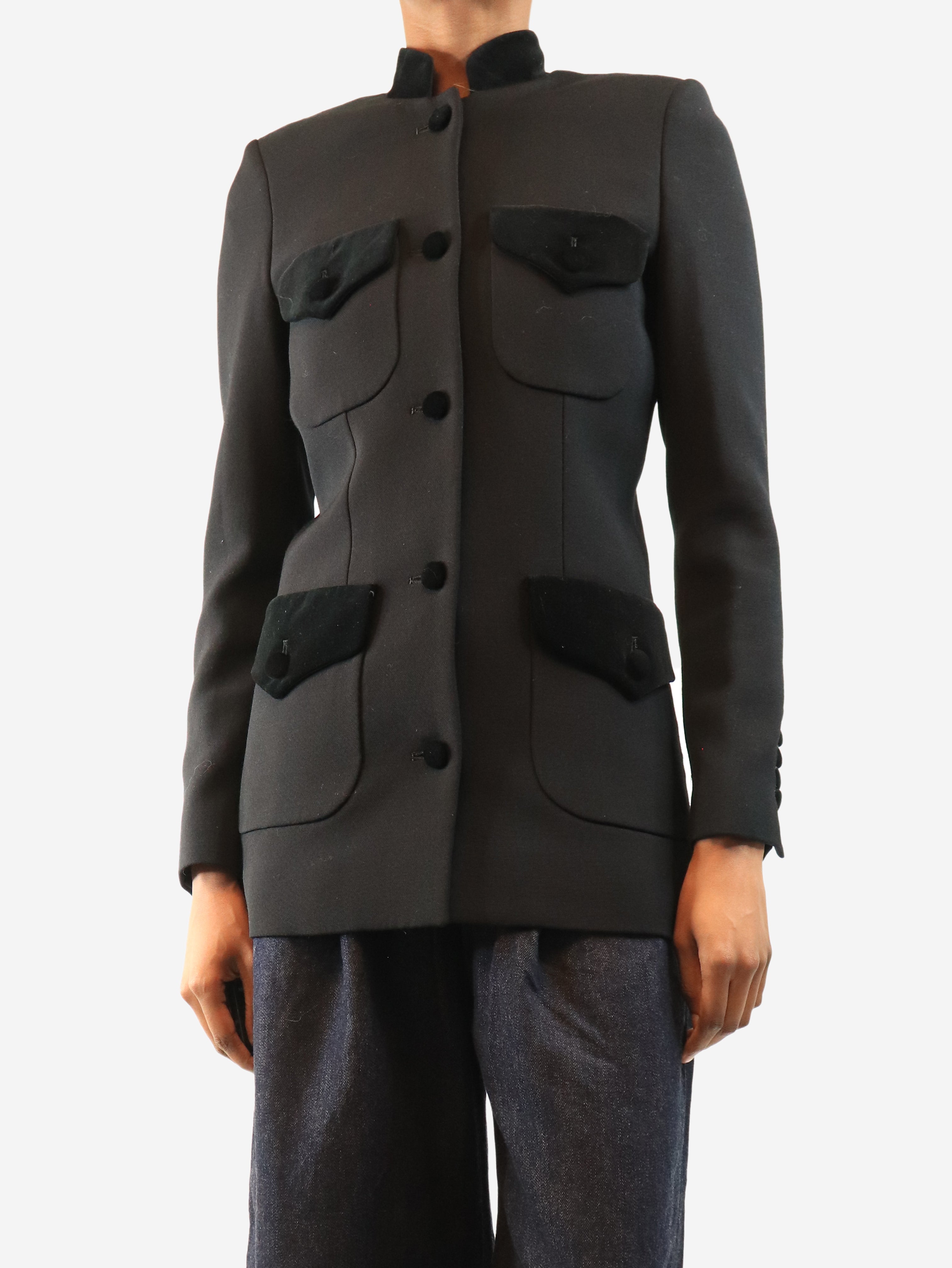 Black wool single-breasted blazer - size XS