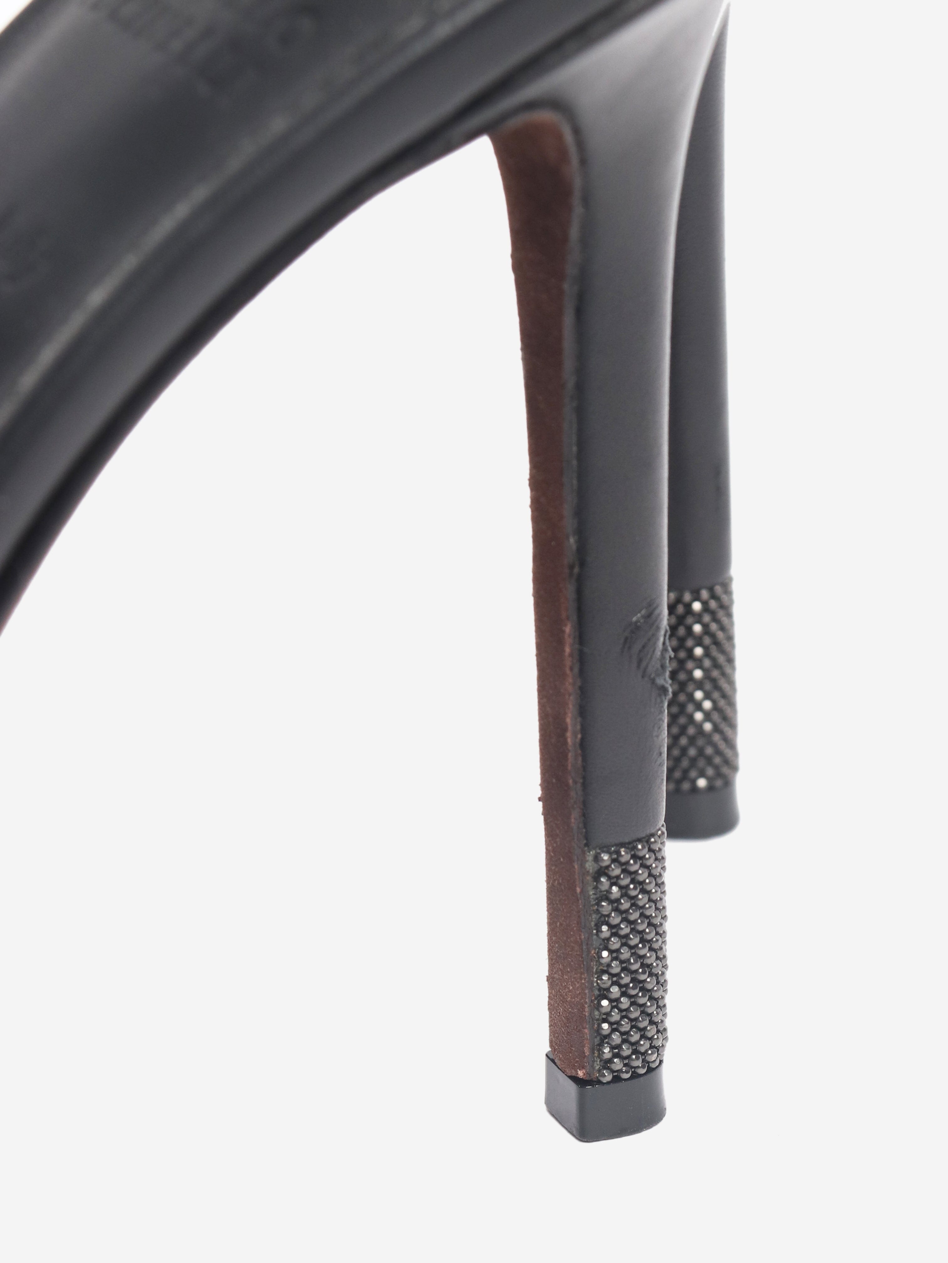 Black leather pointed sling back shoes - size EU 38 (UK 5) Shoes Brunello Cucinelli 