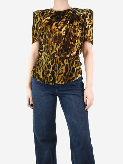 Brown velvet leopard print top - size UK 12 Tops Isabel Marant 