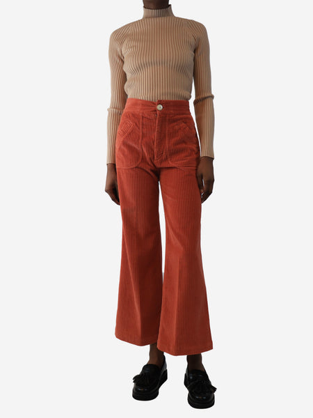 Coral corduroy trousers - size UK 6 alternate image