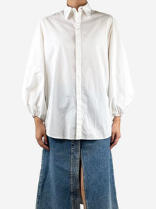 The Row White puff-sleeved shirt - size UK 4