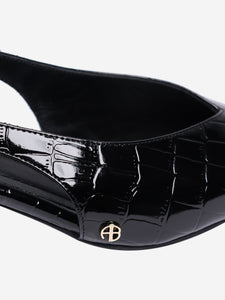 Anine Bing Black croc-effect kitten-heel slingbacks - size EU 38