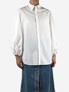 The Row White puff-sleeved shirt - size UK 4