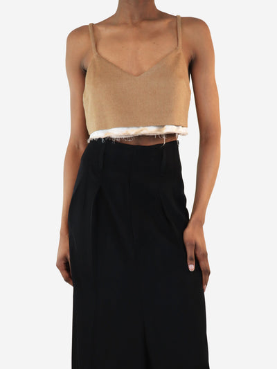 Camel Frayed crop top - size UK 4 Tops Miu Miu 