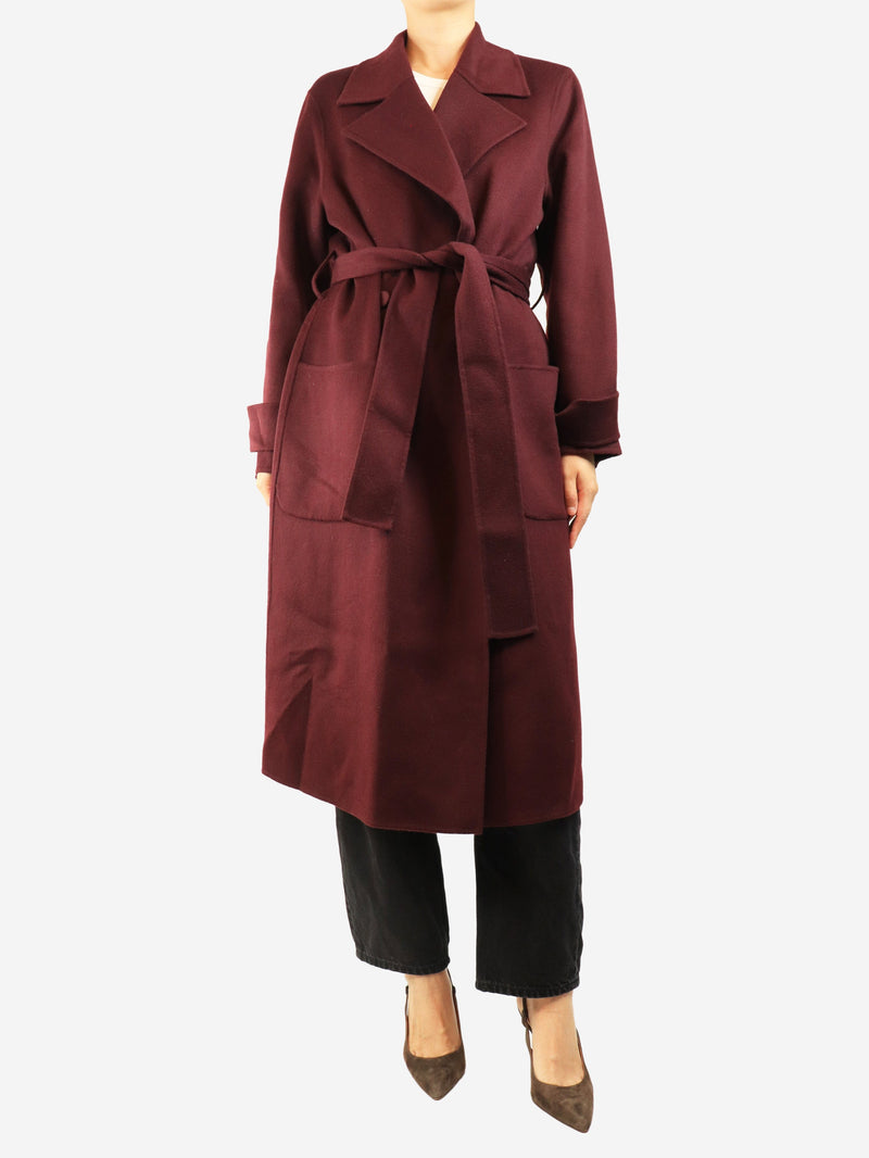 Burgundy Arline belted coat - size UK 12 Coats & Jackets Joseph 