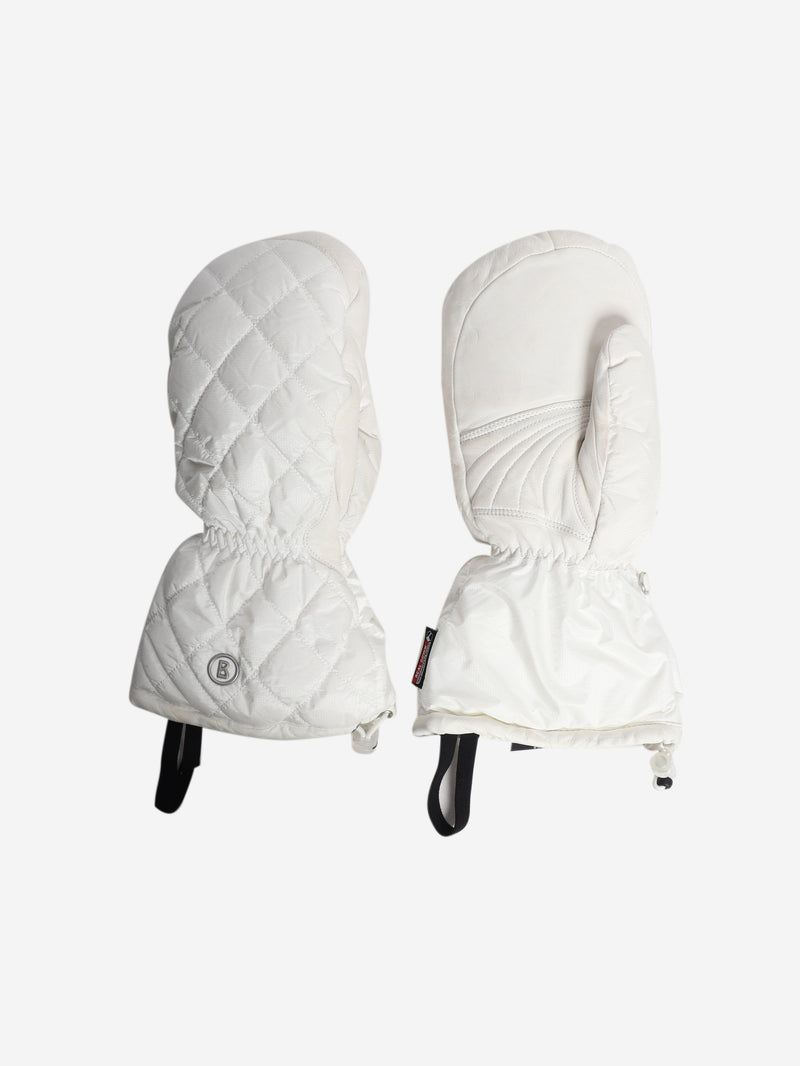 White quilted ski mittens Gloves Bogner 
