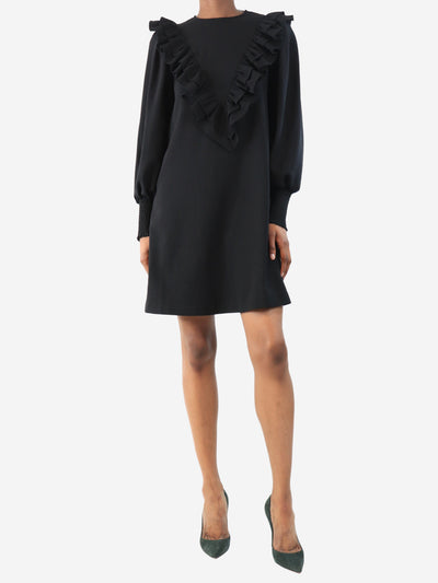 Black ruffled mini dress - size UK 6 Dresses Ganni 