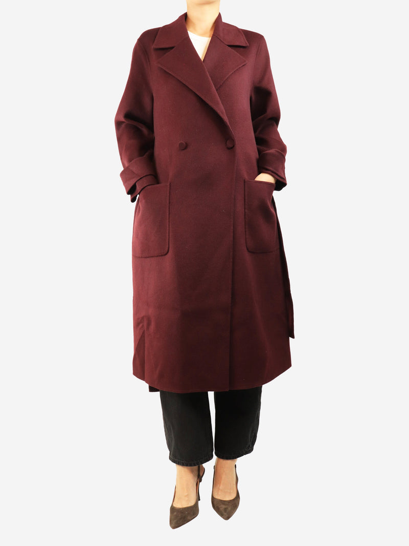 Burgundy Arline belted coat - size UK 12 Coats & Jackets Joseph 