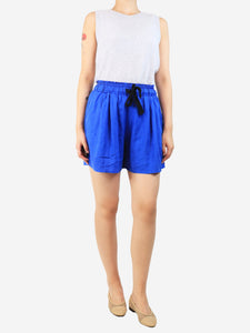 Greek Archaic Kori Blue elasticated linen shorts - size M