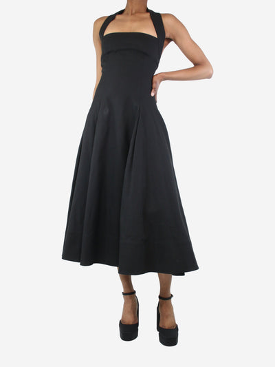 Black Lalita pleated cotton-blend midi dress - size UK 6 Dresses Khaite 