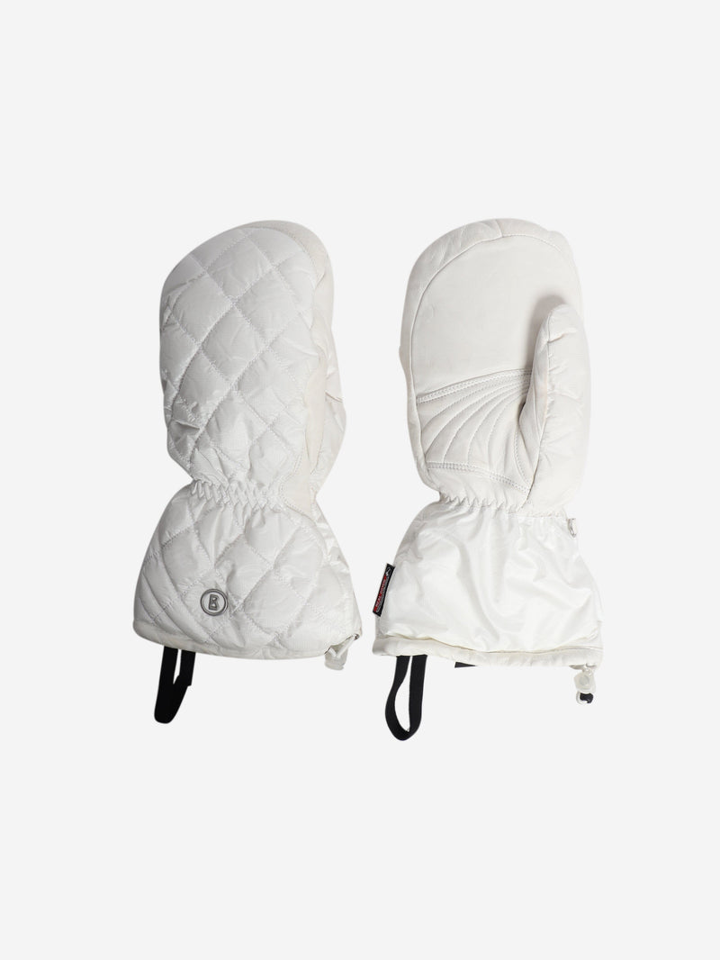 White quilted ski mittens Gloves Bogner 
