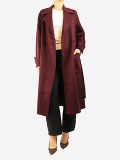 Burgundy Arline belted coat - size UK 12 Coats & Jackets Joseph 