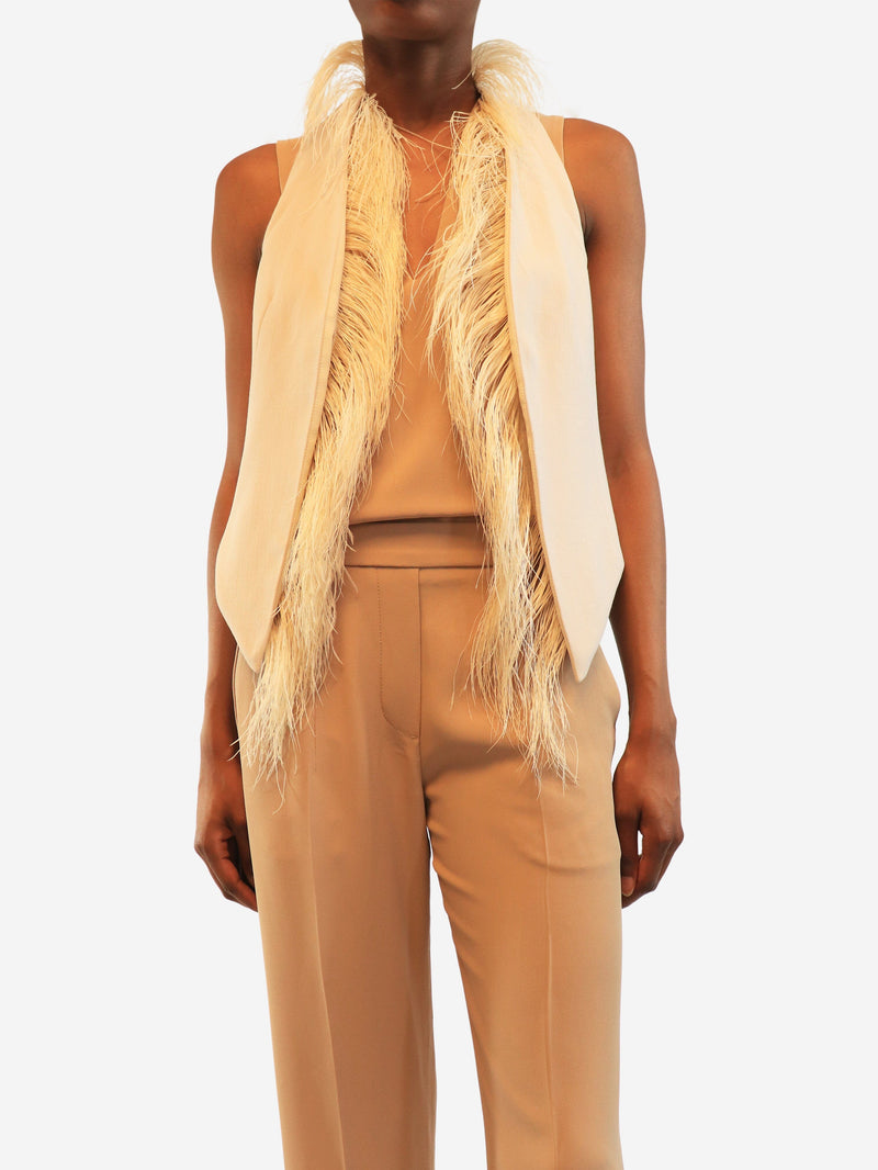 Cream fringed waistcoat - size UK 8 Tops Brunello Cucinelli 