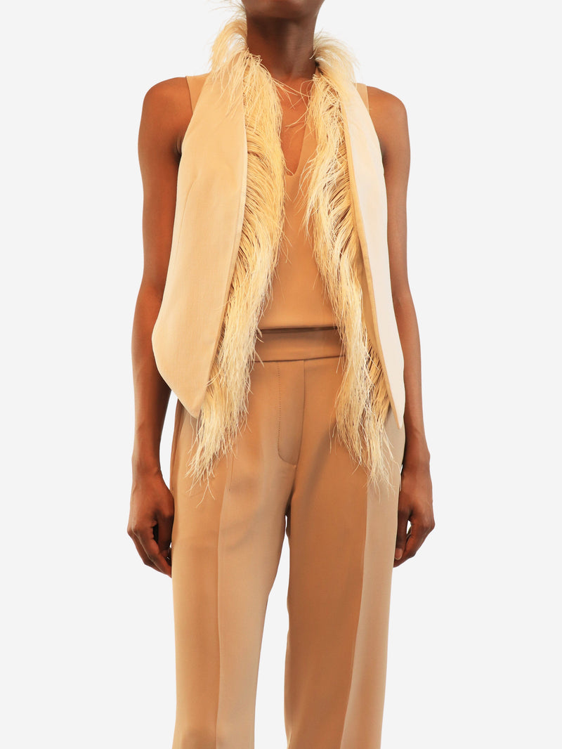Cream fringed waistcoat - size UK 8 Tops Brunello Cucinelli 