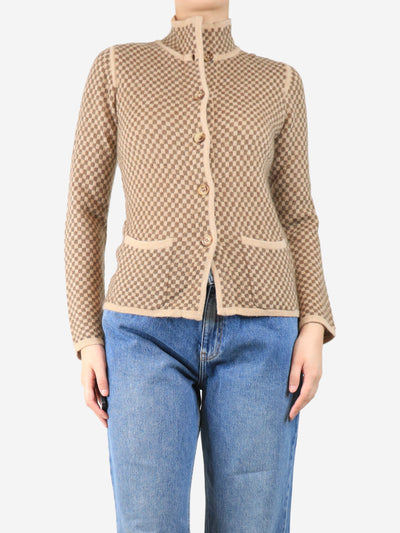 Brown checkerboard cardigan - size M Knitwear Max Mara 