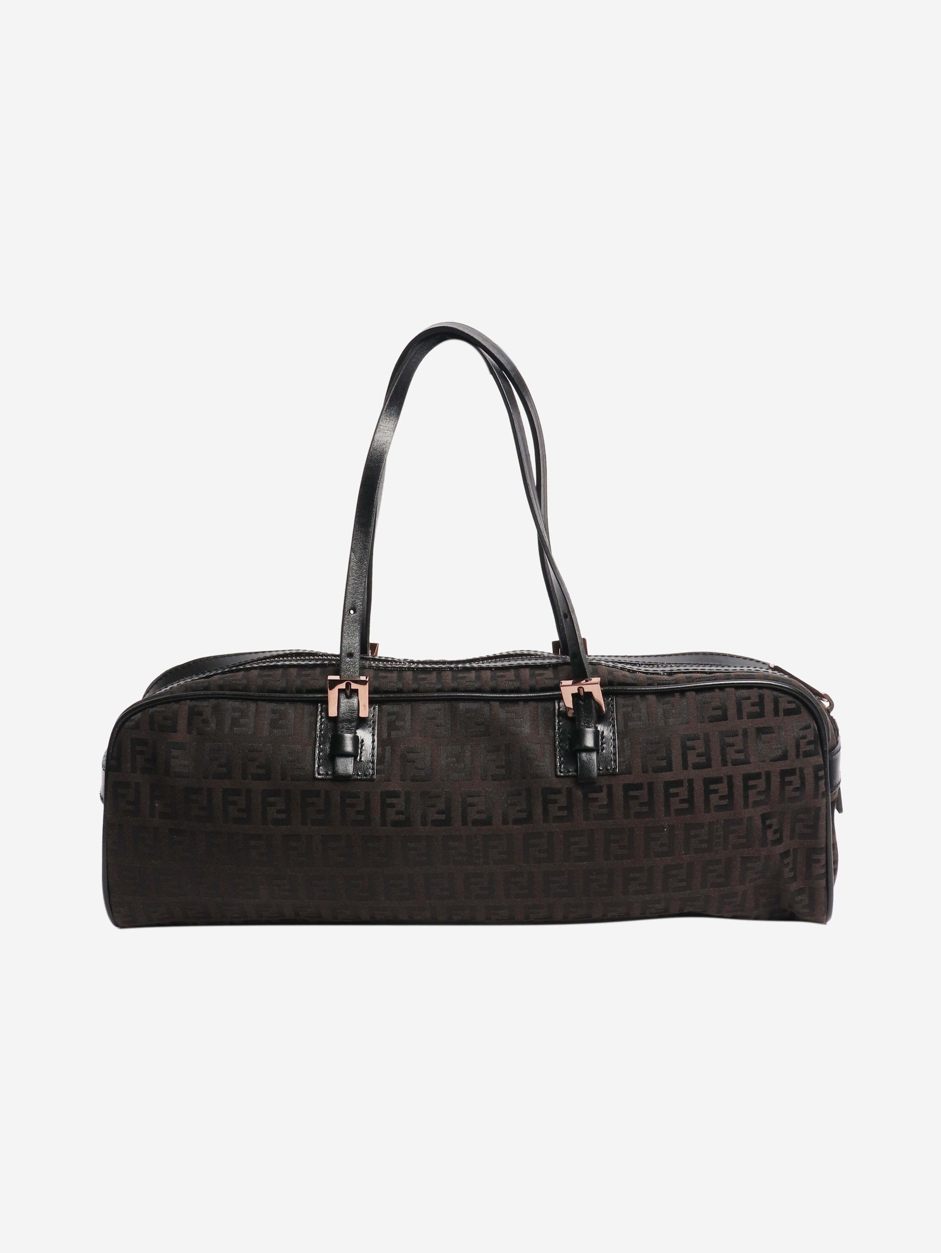 Brown Zucca canvas top handle bag Top Handle Bags Fendi 