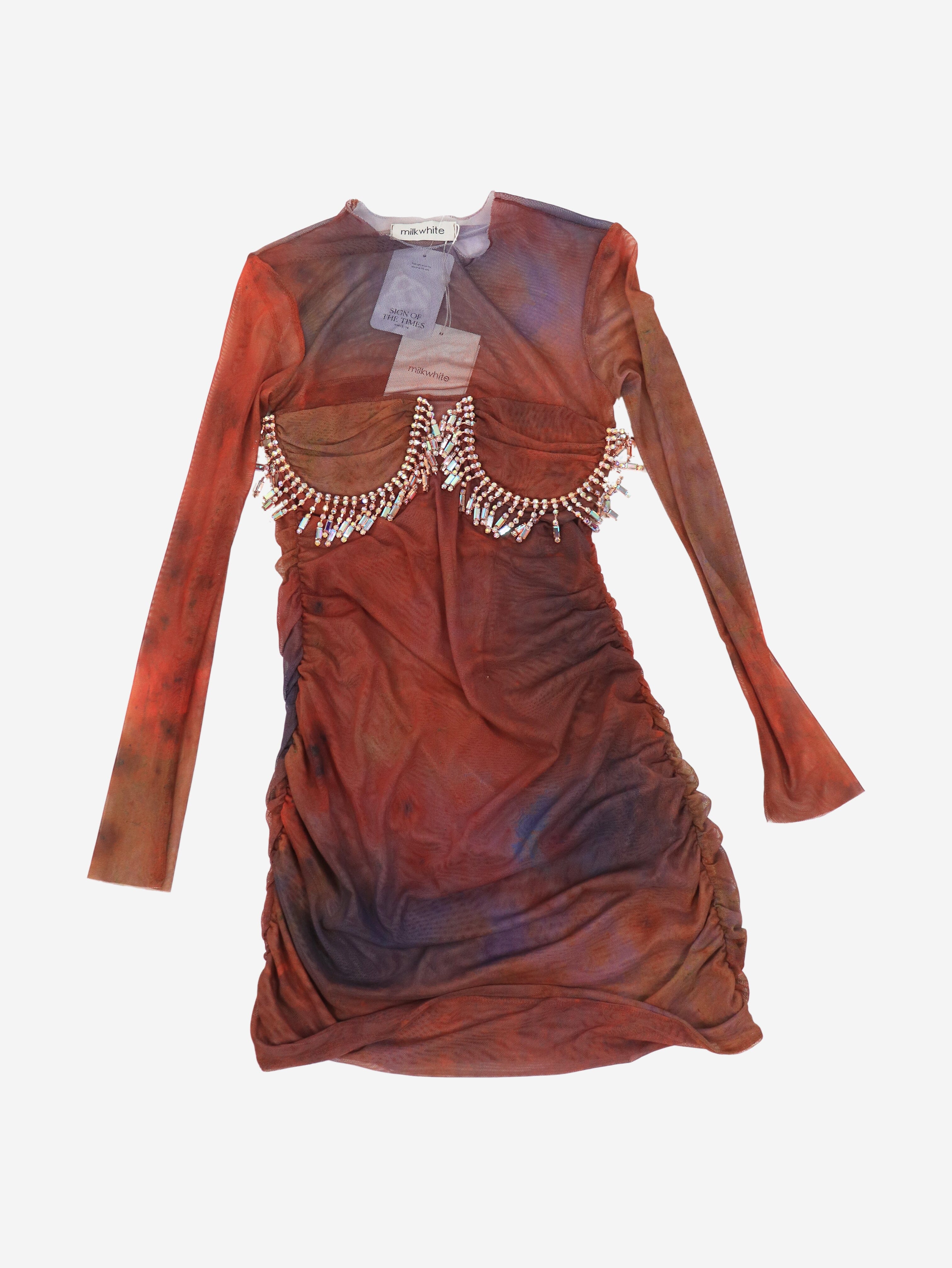 Rust ruched mini dress - size S Dresses Milkwhite 