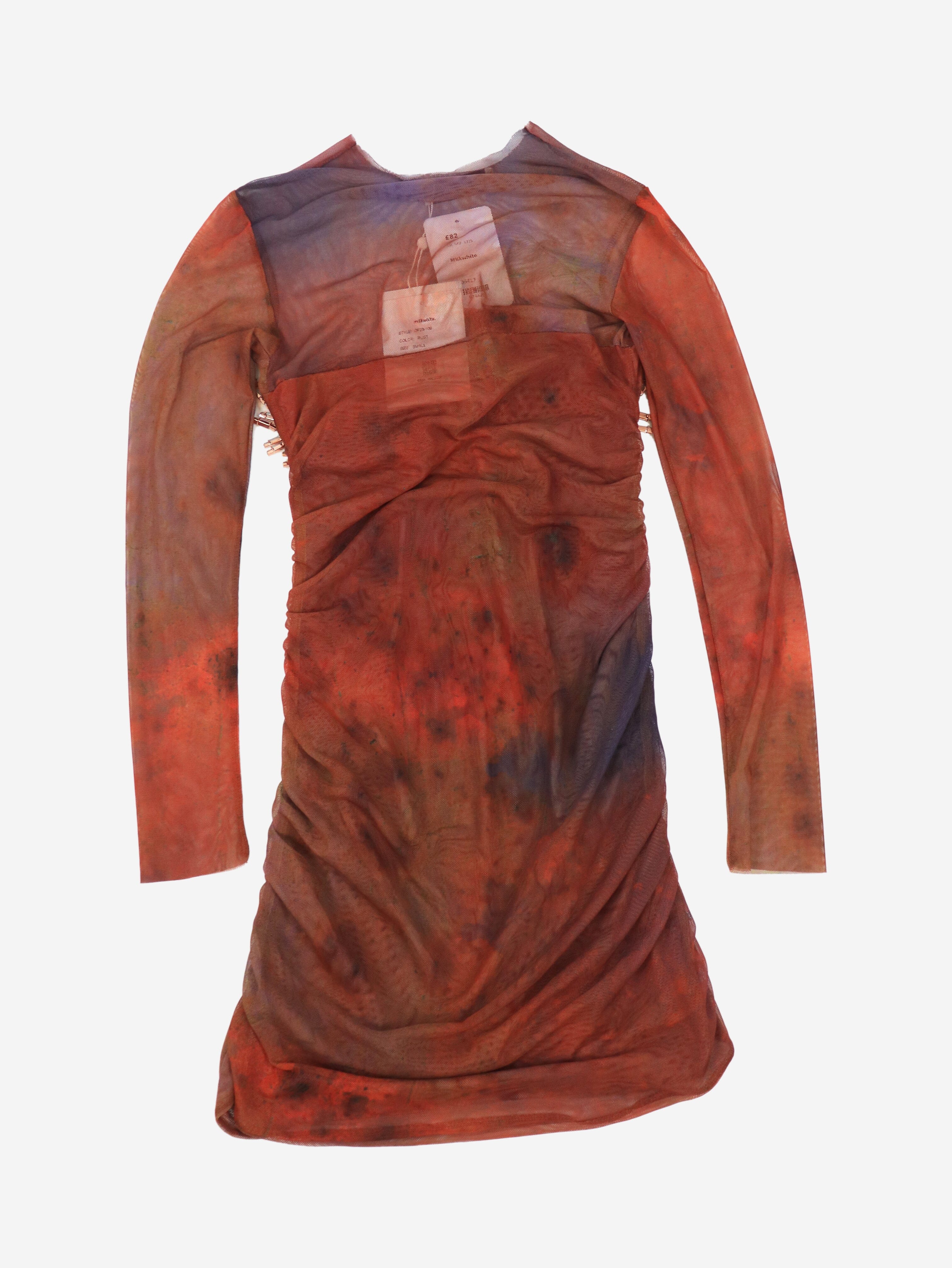 Rust ruched mini dress - size S Dresses Milkwhite 