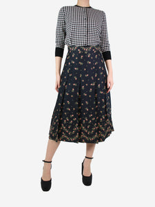 Philosophy Black floral pleated skirt - size UK 10