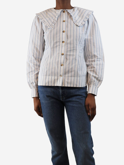 White and blue striped shirt - size UK 6 Tops Ganni 
