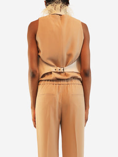 Cream fringed waistcoat - size UK 8 Tops Brunello Cucinelli 