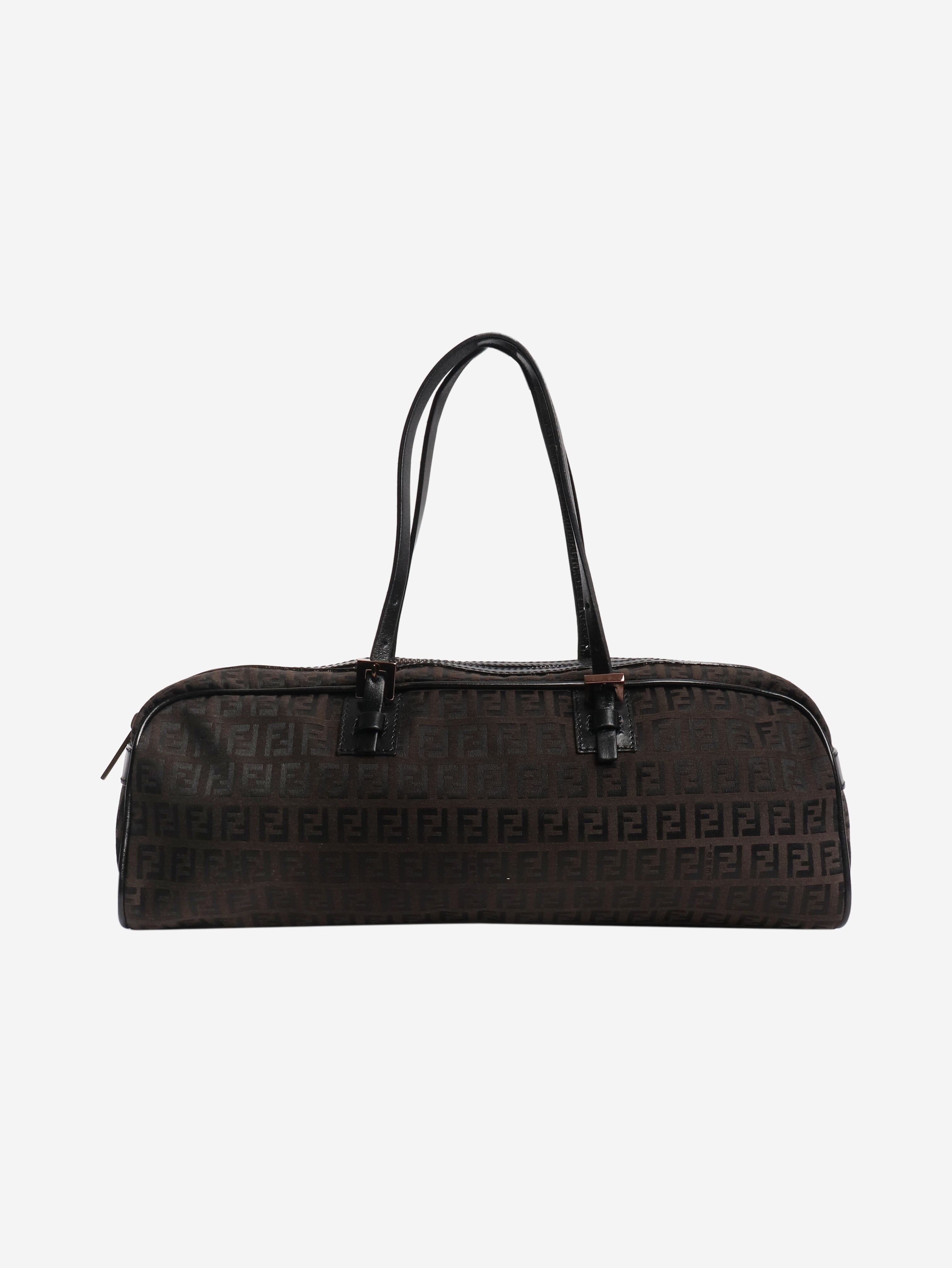 Brown Zucca canvas top handle bag Top Handle Bags Fendi 