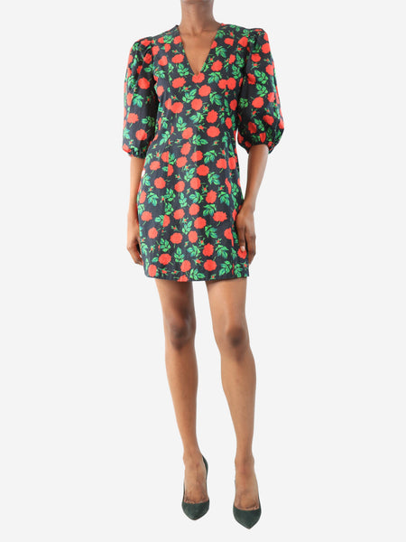 Black and red floral printed mini dress - size UK 6 product image