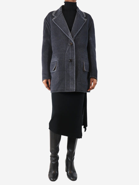 Grey two tone wool and angora -blend coat - size UK 4 product image