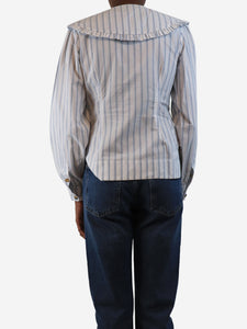 Ganni White and blue striped shirt - size UK 6