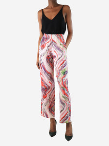 Prada Cream silk floral printed trousers - size UK 6