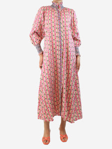 Muzungu Sisters Pink floral linen striped dress - size S