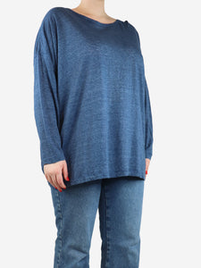 Eskandar Blue boat-neck top - size One Size