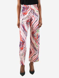 Prada Cream silk floral printed trousers - size UK 6